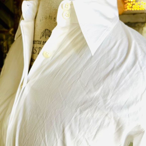 Talbots petites women’s collared white stretch blouse French cuff size 6 EUC - Picture 2 of 9